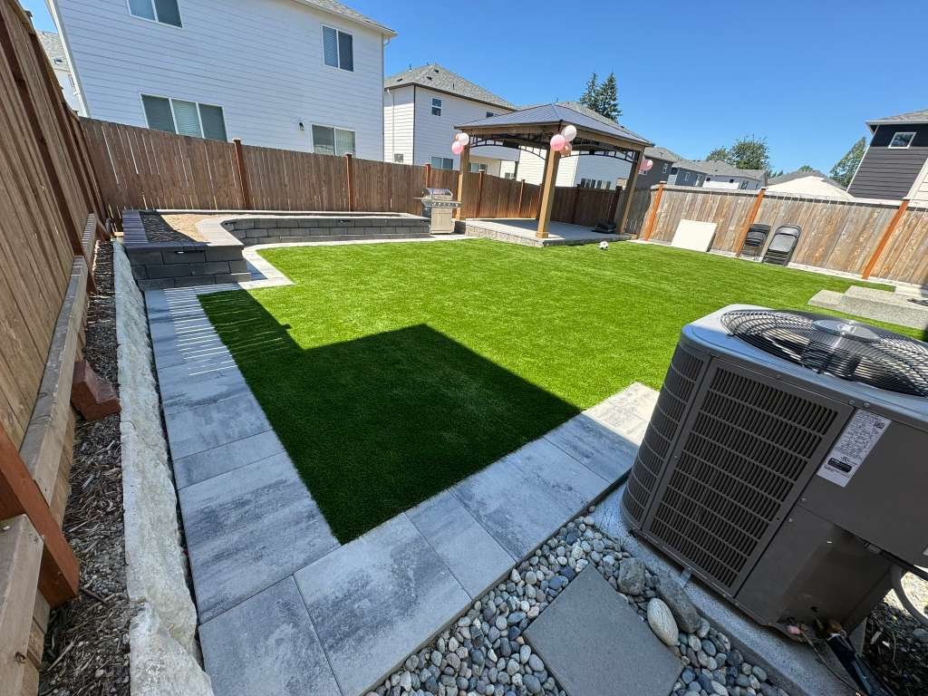 Artificial turf backyard